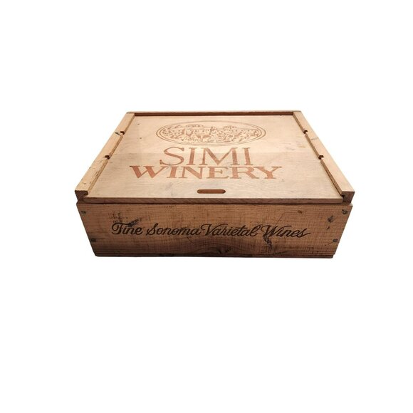 Vintage Simi Winery Wooden Box With Sliding Lid & Dividers - Picture 2 of 9